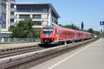 Ein IRE Sprinter aus Ulm erreicht gerade Friedrichshafen Stadt Bahnhof.