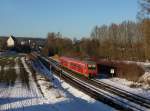 Der 611 023 als IRE nach Ulm am 05.01.2015 unterwegs bei Aulendorf.