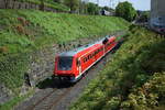 Die Abschiedsfahrt der Verkehrsfreunde Stuttgart am 28 April 2018 vom 611er führte auch über die Brenzbahn von Aalen nach Ulm.