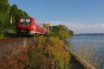 Von Waldshut kommend passiert 611 040, am 10.09.2016 als IRE 3051 auf der Fahrt nach Ulm, das Einfahrvorsignal des Bahnhofs Überlingen Therme.