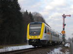 612 006 im Februar 2019 bei Altshausen auf der Fahrt nach Aulendorf.