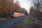 612 669 mit dem RE 3694 von Regensburg Hbf nach Hof Hbf bei Wiesau, 10.12.2016