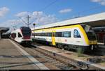 RABe 521 007 und RABe 521 ??? (Stadler FLIRT) der Regio-S-Bahn Basel (SBB) als S 87850 (S6) von Basel SBB (CH) nach Zell(Wiesental) (D) treffen auf 612 014, ehem.