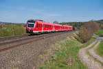 612 106 als umgeleiteter RE von Nürnberg Hbf nach Hof Hbf bei Pechbrunn, 20.04.2019