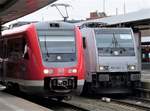 612 141 und 185 691 mit dem RE nach Stuttgart (Zettel in der Scheibe) am 01.03.2020 in Nürnberg.