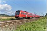 612 648-5 ist als RE 1 in Richtung Gera unterwegs,gesehen am 22.07.2020 in Friedland.