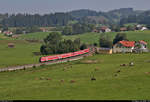 Zwei 612 (Bombardier RegioSwinger) sind unterwegs bei Harbatshofen (Stiefenhofen).

🧰 DB Regio Bayern
🚝 RE 3288 Augsburg Hbf–Lindau Hbf [+5]
🚩 Bahnstrecke München–Lindau (Allgäubahn (Bayern) | KBS 970)
🕓 19.9.2020 | 14:11 Uhr