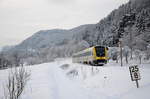 612 069 hat vor kurzem als RE 3225 von Donaueschingen nach Ulm Hausen im Tal verlassen. Hier habe ich ihn bei Neidingen am 16. Januar 2021 fotografiert.