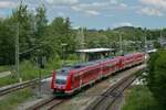 Abfahrt von 612 159 als RE 70 / 3876 von München nach Lindau Insel am 06.07.2021 in Hergatz