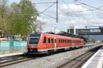 LINDAU/Bodensee (Landkreis Lindau/Bodensee), 09.05.2023, Zug 612 058/612 558 als RE70 im Bahnhof Lindau-Reutin