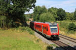 DB 612 481 verlässt Reuth bei Erbendorf als Leerfahrt in Richtung Weiden in der Oberpfalz. (26.07.2023)