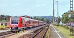 Als 612 060 am 13.7.02 in Neuhaus (Pegnitz) auf Gleis 2 hielt, gab es dort noch keine Bahnsteigunterf�hrung.
