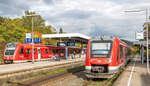612 002 und 622 547 trafen sich am Abend des 15.10.25 in Hersbruck (rechts der Pegnitz).
