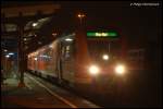 612 074-5 steht kurz vor der Abfahrt am Abend des 30.10.07 als IRE 3235 nach Ulm Hbf auf Gleis 5 des Aalener Bahnhofs.