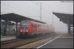 612 076-0 als IRE 3225 nach Ulm Hbf am Morgen des 31.10.07 auf Gleis 3 des Aalener Bahnhofs.