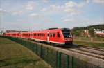 612 600-7 als RE nach Zwickau und 612 028-1 als RE nach Chemnitz starten gemeinsam in Gera Hbf, die zugteilung findet in Gnitz statt. Hier kurz hinter dem Hp Gera Sd. 2.9.08