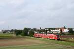 Zwei Triebzge der Baureihe 612 fahren am 15. August 2008 als RE 3861 von Mainz nach Karlsruhe. Die Aufnahme entstand bei Bobenheim.