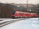 612 050 mit RE 57 nach Hagen kurz vor der Einfahrt in den Bahnhof Arnsberg. (16.02.2010)