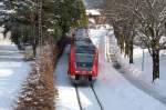 Von Oberstdorf kommend fhrt 612 089 in den Immenstdter Bahnhof ein, von wo aus er seine weitere Reise mit einem anderen 612 in Richtung Kempten fortsetzen wird. Die Aufnahme entstand am sonnigen 20.2.2010. Zu diesem Zeitpunkt lagen im Allgu im Tal noch etwa 30cm Schnee.