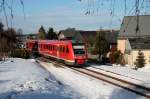 Auf seiner Fahrt von Gera nach Regensburg als RE3645 durchfhrt 612 059/559 Bernsgrn, an der KBS546, am 25.02.2010.