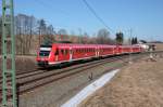 Bei Limbach (Vogtl.) sind am 08.03.2011 die 612 668/168+652/152 als RE3786 unterwegs.