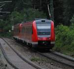 Der 612 666 und der 597 rauschte als RE talwrts nach Saalfeld. Aufgenommen auf der Sdrampe des Frankenwalds am 20.06.2011.