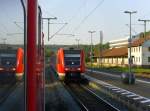612 065 und noch ein 612er fahren im Juli 2011 als RE nach Neuenmarkt-Wirsberg in Kronach ein.