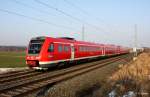 DB 612 964 + 487 als IRE nach Nrnberg, KBS 820 Nrnberg - Sonneberg, fotografiert bei Schnbrunn am 31.01.2012 --> Kann nach meiner Meinung nur ein Umleiter gewesen sein, da laut Fahrplan auf dieser Strecke kein IRE unterwegs sein sollte --> Wei jemand genauer Bescheid?