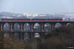 DB 612 RE als 3786 + 3460 Dresden - Nrnberg, KBS 510 Hof - Dresden, fotografiert auf der Gltzschtalbrcke zwischen Mylau und Netzschkau am 01.02.2011 --> die Brcke wurde im letzten Jahr im Rahmen