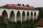DB Regio 612 110-6 + 612 593-1 als IRE 3085 Franken-Sachsen-Express Nürnberg - Dresden, KBS 510 Hof - Dresden, fotografiert auf dem Viadukt über die Saale bei Hof - Unterkotzau am 29.05.2010