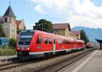 Am 27.Juli 2013 verlie 612 003 als RE den Bahnhof Immenstadt nach Lindau Hbf.