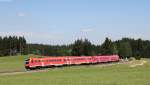612 074-5  Immenstadt  und 612 075-2  Oberstdorf  als RE 3190/RE 3890 (Augsburg Hbf-Lindau Hbf/Oberstdorf) bei Unterthingau 22.6.14