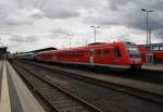 Hier 612 555-3 als RE3089 von Nürnberg Hbf. nach Hof Hbf., dieser Triebzug stand am 18.8.2014 in Hof Hbf.