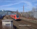 13.03.2007 Ein 612er von Hof nach Sden passiert die Stelle, an der frher die Haltestelle Hof-Moschendorf war.