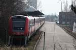 Abgestellt, für immer (?), sind hier einige TW der Baureihe 612, voran 612 037 , an 
der Laderampe auf dem Gelände der Usedomer Bahn in Niederau. 28.02.2016 12:41 Uhr.