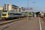 Auf Grund der baustellenbedingten Streckensperrung zwischen Friedrichshafen und Ravensburg konnten am 05.09.2018 im Bahnhof Friedrichshafen mehrere Triebwagen der Baureihe 612 gleichzeitig