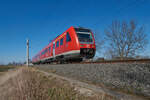 612 145 war am 11.04.2022 als RE 3912 auf dem Weg von Altenburg nach Erfurt. Kurz nach dem Start in Altenburg, wurde der Zug bei Münsa abgelichtet.