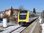 Tübingen-Derendingen am 12.02.2021 mit 612 019 als IRE in Richtung Sigmaringen