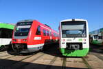 DB 612 673 + EB VT 001  Stadt Erfurt  (95 80 0650 401-2 D-EIB) am 16.09.2023 beim Tag der offenen Tür bei der Erfurter Bahn  111 Jahre Erfurter Bahn  in Erfurt Ost.