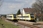612 053-8 als RE 26390 (Neustadt(Schwarzw)-Villingen(Schwarzw)) und 612 106-4 als RE 26391 (Villingen(Schwarzw)-Neustadt(Schwarzw)) in Löffingen 21.4.18