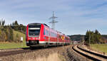 612 150+xxx als LT am 07.11.2021 bei Biessenhofen. Rechts im Bild ist die König-Ludwig-Bahn nach Füssen zu sehen. 