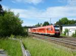 612 066 fährt hier in den Bahnhof von Oberkotzau ein, 16.Juni 2013.