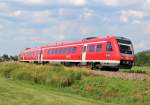 Am 27.Juli 2013 fuhr 612 001 als RE nach Oberstdorf - hier kurz hinter Immenstadt.