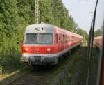 Ein Bild aus dem 614 (043-8 als RB 35407 nach Frth) vom 614 (040-4 als RB 35402 nach Markt Erlbach) hinter Siegeslsdorf am 3.9.08