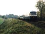 Zwei verschiedene Farben in einer Triebwagen der BR 614.