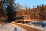 VT 41 der SAB als SAB 88202 (Gammertingen - Ulm Hbf) bei Marbach 14.1.22