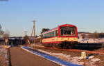 VT 41 der SAB als SAB 88202 (Gammertingen - Ulm Hbf) bei Münsingen 14.1.22