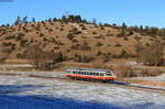 VT 129 der SAB als SAB 88204 (Engstingen - Schelklingen) bei Gomadingen 14.1.22