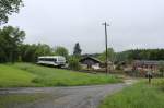 VT 08 (626 008 der Regentalbahn) fuhr am 29.05.14 auf der Strecke Schönberg/Vogtl.- Schleiz-West der Wisentatalbahn.