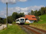Der VT 08 bei einer Fotofahrt am 27.09.2014 unterwegs bei Gottelszell.